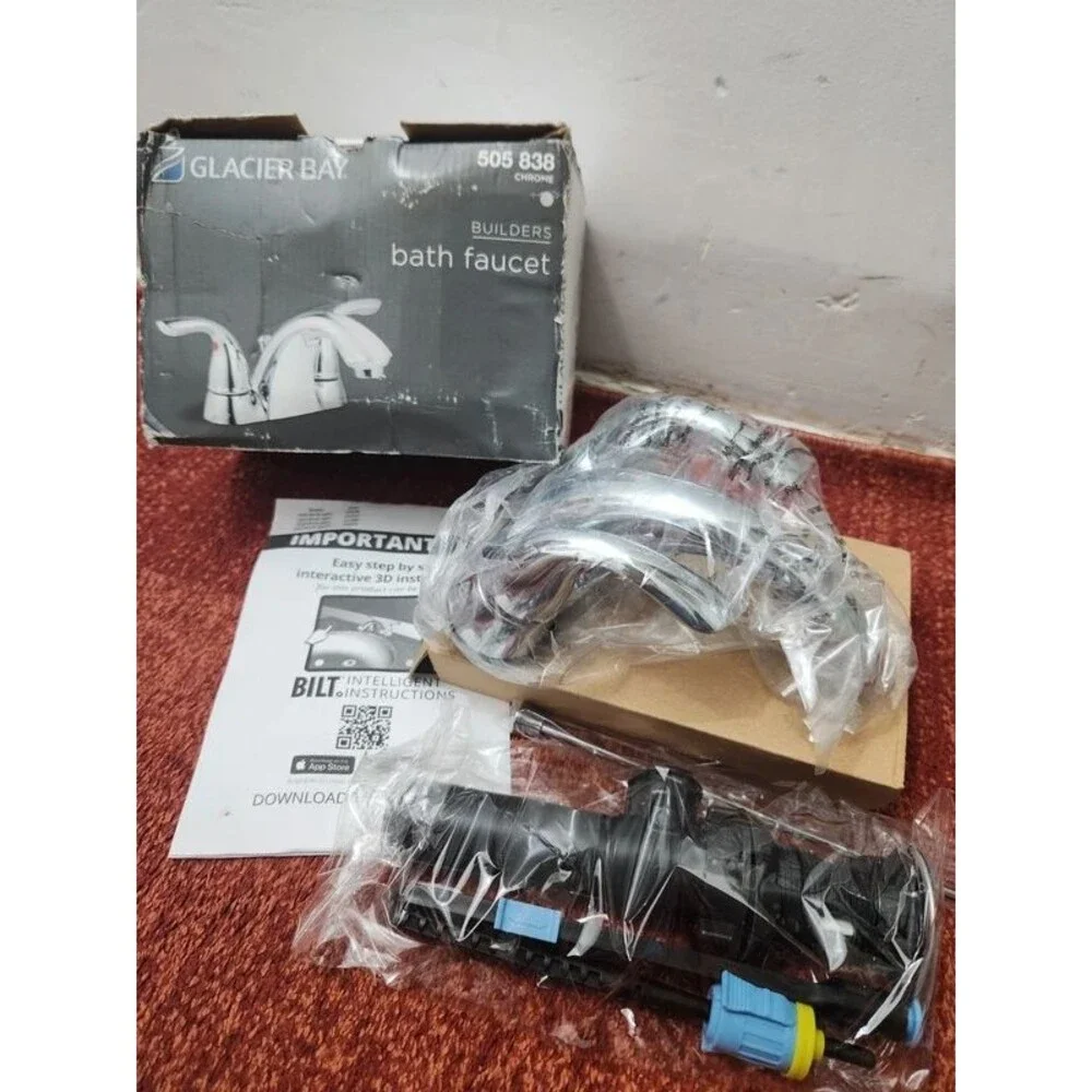 Glacier Bay Builders 4 In Centerset 2 Handle Bath Faucet Chrome HD67091W 6B01